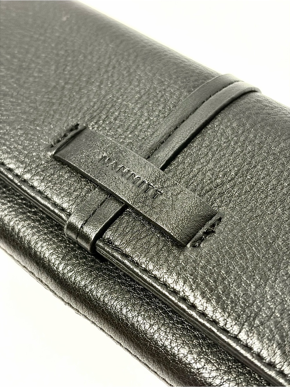 Hammitt Benjamin Wallet Slim in black leather with gunmetal hardware.